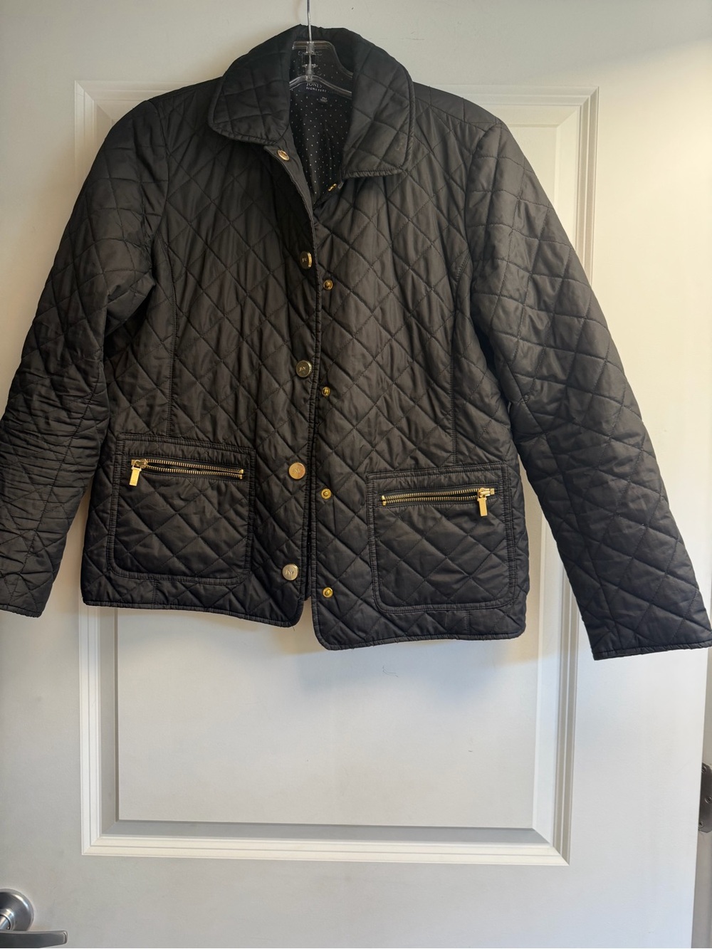 Jones New York Black Jacket with White Polka Dot Lining